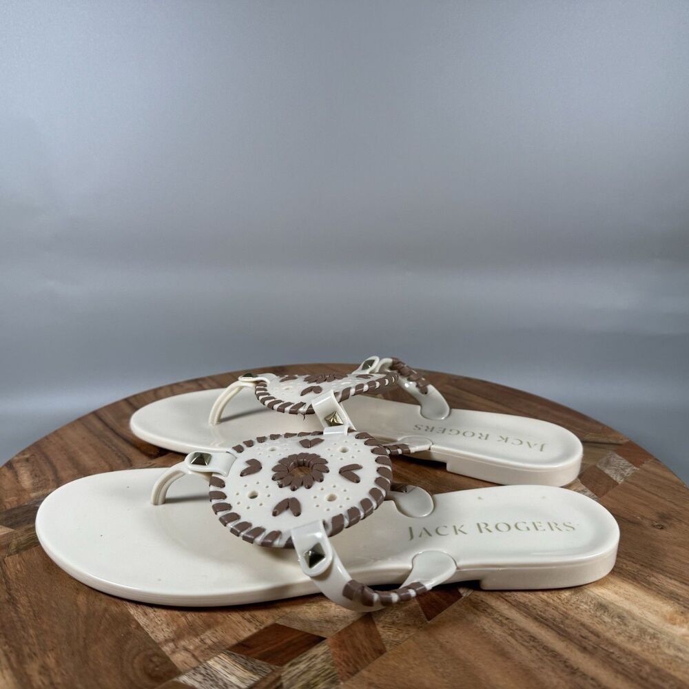 Jack Rogers Georgica Jelly Flip Flop Thong Sandals Womens‎ Sz 7 White - Picture 3 of 6